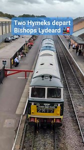 🚂 HYMEK LOCOMOTIVES CELEBRATE 50TH ANNIVERSARY OF PRESERVATION 🚂 Two Hymek diesel-hydraulic locomotives – known for their distinctive sound – depart Bishops Lydeard on the West Somerset Railway. D7017 and D7018 are starring in a two-day event this weekend to mark the 50th anniversary of the locos' preservation. They have operated individually and also double-headed lunchtime services to Minehead, as shown here yesterday wth D7018 at the front and D7017 behind. They are two of the 101 British R