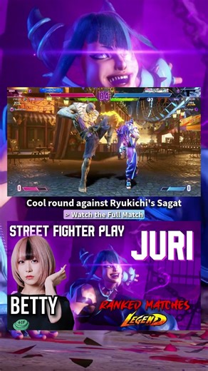 SF6 | Betty - Cool round against Ryukichi's Sagat #streetfighter6 #ranked #sf6_juri