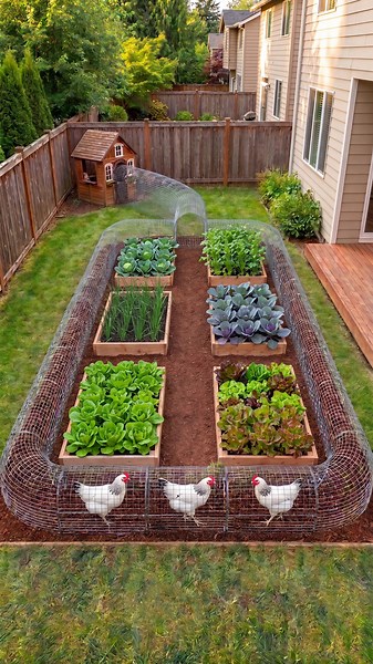 Six Garden Beds and a Tunnel Just for Chickens