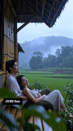 ASMR Cozy Night Rural Bamboo Hut & Relaxing Soft Rain Sound #heavyraining #rain #cozyambience