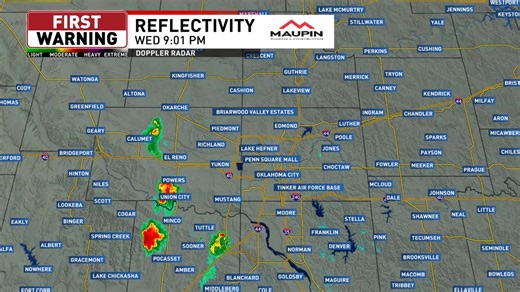Still watching some cells along Highway 81 with a collapsing cell moving through Mustang. Strong winds are possible as these cells collapse. #okwx | KOKH FOX 25 News, Oklahoma