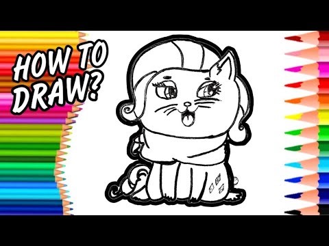 HOW TO DRAW RARITY AS A CAT | Drawing and coloring My little pony for kids
