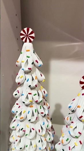 Raz 14.75" White Icing Trees with Sprinkles Christmas Decoration Set of 2 4512502