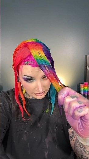 RAINBOW PINWHEEL HAIR 🌈🖤 #dyeingmyhair #hairdyetransformation #rainbowhair #rainbowhaircolor