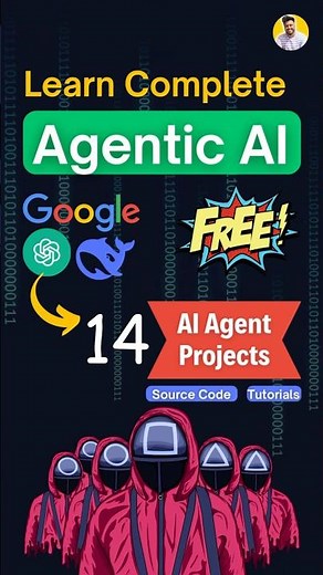 Agentic AI Full Course with 14 AI Agent Projects [GenAI Google Gemini, OpenAI DeepSeek LLMs] #shorts