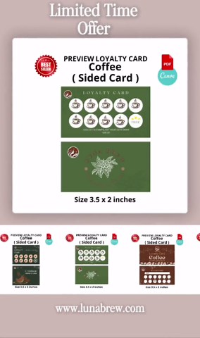 Coffee Shop Loyalty Card Templates|5 Editable Canva Designs for Cafe Rewards - Printable Double-sided Stamper Card, Small Business Marketing - Etsy