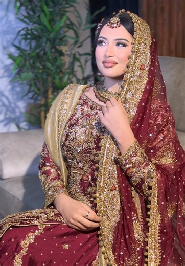 Elegant Pakistani Bridal Kameez with Two Dupattas