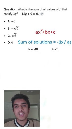 Solving Hard SAT Math question Fast - Sum of Solutions #maths #sat #algebra #tricks #exam