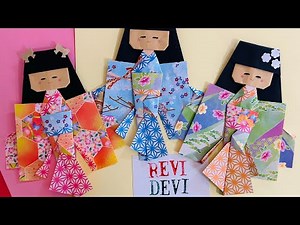 Membuat origami boneka Geisha. Prakarya mancanegara tema Jepang