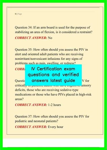 IV Certification exam questions and verified answers latest guide video
