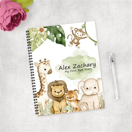 Personalized Baby Book: Keepsake Journal for New Parents, Baby Shower Gift / Safari Animals - Etsy