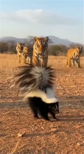 Skunk's Daring Stand Against a Tiger Troupe
