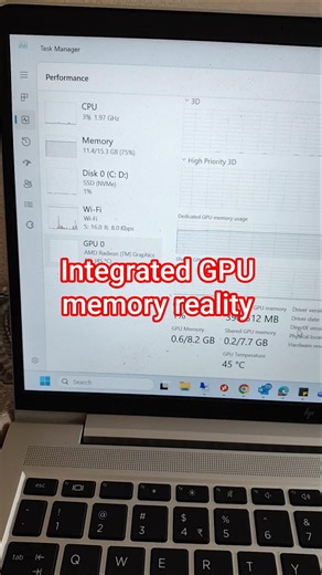How memory allocated to integrated GPU #pc #gpu #amd #nvidia