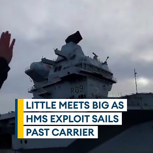 103K views · 1.6K reactions | ‘Fancy seeing you here’  HMS Exploit marks the passing of HMS Prince of Wales at sea, whilst the aircraft carrier was conducting Flying training with RAF Chinooks  | Forces News | Facebook