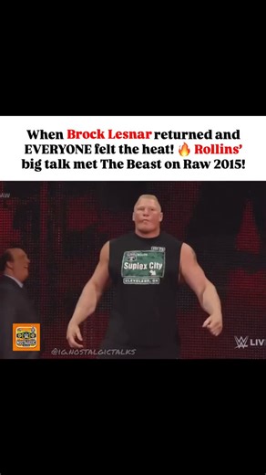 Nostalgic Talks on Instagram: "On June 15, 2015, WWE Raw opening segment, Seth Rollins’ bold claim, “There is nobody on the roster who can take it from me,” set off a firestorm, with Triple H and Stephanie McMahon trying to keep control as The Authority. The tension peaked when Brock Lesnar, accompanied by Paul Heyman, made his explosive return, shifting the entire dynamic. #WWE #Raw2015 #BrockLesnar #SethRollins #TheBeastIncarnate #SuplexCity #TheAuthority #TripleH #StephanieMcMahon #PaulHeyman