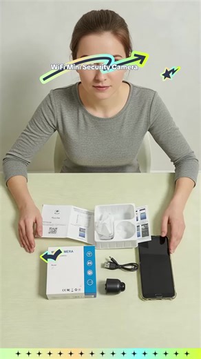 Mini Camera, WiFi Wireless Smart Home Network Camera, Indoor Security Monitoring Night Vision Surveillance Camera, Audio Recorder for Home Night Vision & Baby Monitoring