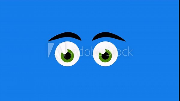 animated eyes and eyebrows that move in a cartoon style on a blue background