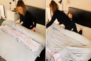 Mum reveals how to change a double duvet cover in SECONDS simply by rolling it