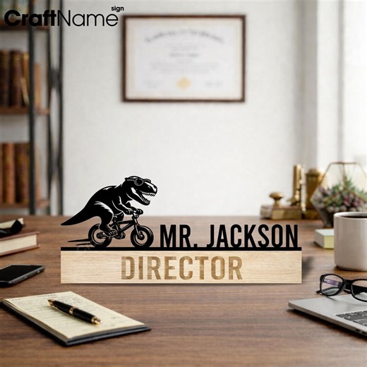 Dinosaur Desk Name Plate, Personalized Office Desk Sign With Custom Name, Workspace Table Decor, Gift for Boss Coworker or Manager - Etsy