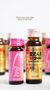 BÍ QUYẾT KHỎE ĐẸP TOÀN DIỆN Sự kết hợp giữa Menard Collagen và Reishi Ginseng chính là chìa khóa giúp Tri kỷ giữ được sắc diện tươi trẻ, tràn đầy năng lượng mỗi ngày! Collagen Menard - Ngăn ngừa lão hóa, gìn giữ thanh xuân - Cung cấp 3,300mg Collagen Peptide dễ hấp thụ, hỗ trợ dưỡng da căng mịn, đàn hồi. - Cơ chế nội sinh hoàn hảo hỗ trợ kích thích nhà máy nguyên bào sợi sản sinh collagen tự nhiên, hỗ trợ làm mờ nếp nhăn, cải thiện độ săn chắc của làn da. Reishi Ginseng - Nạp đầy năng lượng, sốn