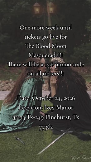 Mark your calenders!!!! The Blood Moon Masquerade coming October 24th, 2026 tickets go live January 17th at 8pm! Promo code: MOON SAVE THIS VIDEO!!! #witchyvibes #masquerade #bookish #booktok #book
