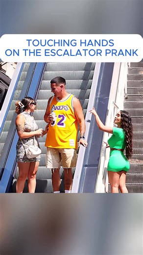 TOUCHING STRANGERS HANDS ON THE ESCALATOR#prank #funnyvideo #escalatorprank #publicprank #viralvideo