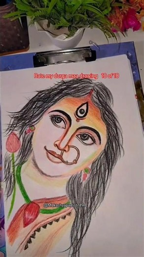 Maa Durga Drawing ✨ 🦚 #shorts #viral #art