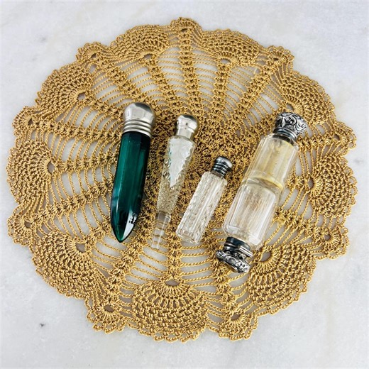 Antique Victorian Edwardian Art Glass Perfume Scent Bottles, Sterling Silver, Cut Glass - Etsy