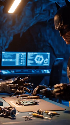 Batman working on new bat device in batcave #batman #DC #batcave #batmobile | Spiderman and Batman Lovers