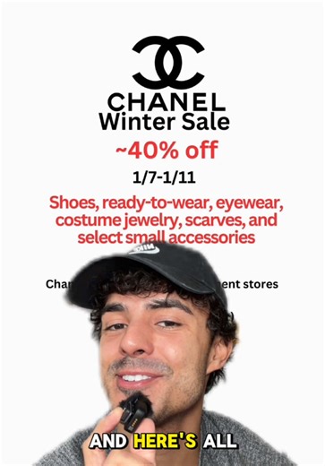 🚨 CHANEL WINTER SALE ALERT 🚨 Check out my new video for all of the details! The Chanel Winter Sale runs January 7–11, 2026, with around 40% off select items. Expect ready-to-wear, shoes, scarves, eyewear, costume jewelry, and some small accessories from past collections. Handbags, small leather goods, and fine jewelry are not included. The sale is open to the public so no appointment needed, and will be available at Chanel boutiques and some department stores like Bloomingdale’s, Bergdorf Good