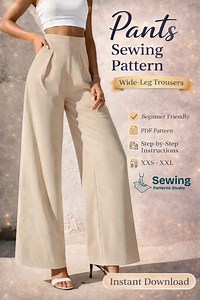 Wide Leg Pants Sewing Pattern | High Waist, Beginner Friendly (PDF) - Etsy
