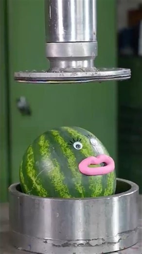 Watermelon obliterated by hydraulic monster 🛠️ #satisfying #oddlysatisfying