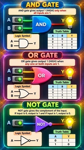AND OR NOT Gates 🔥 | Logic Gates Truth Table in 30 Seconds ⚡ #Shorts