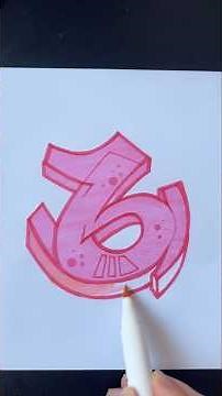 Graffiti number "6" using only one pen color 🔥