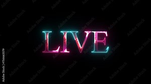 Neon live stream icon .Live neon sign appear on black background design template neon sign light banner neon sign board.