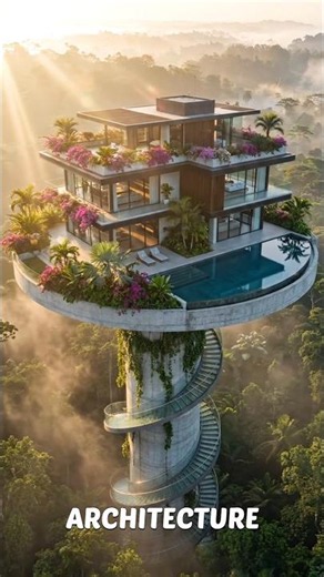 Dream Jungle Mansion Built on a Giant Pillar 😱 Luxury Above the Rainforest #Shorts