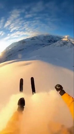 ⛷️ Skier POV at Extreme Speed | Epic Powder Descent Under Storm Clouds