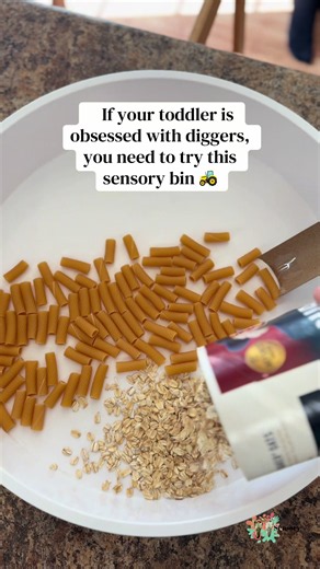If a toddler loves trucks and sensory play… the result looks like this 🚧 (18 months old) This simple sensory setup encouraged imagination, fine motor skills, and independent play ALL IN ONE! Supplies: • dry pasta • rice cereal or rice • oats (rolled oats or quick oats) • Cat construction little machines 5 Pack ($5 on Amazon) • large shallow bin or tray Optional add-ins: • Measuring cups & spoons • Small scoopers or shovels • Rocks or faux pebbles (for extra “construction site” feel) • Brown pap