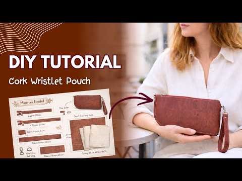 How to Sew a Wristlet Pouch with Zipper | DIY Cork Fabric Tutorial