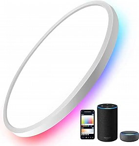 Smart LED Ceiling Light, 24W 12 Inches RGB Flush Mount Ceiling Light Compatible with Alexa Google Assistant, Smart WiFi LED Ceiling Light 2700-6500K for Bedroom or Living Room