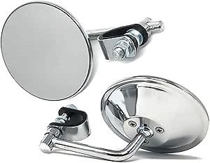 Motorcycle Mirrors Chrome Round for 7/8" & 1" Handlebars Cafe Racer Custom Bike