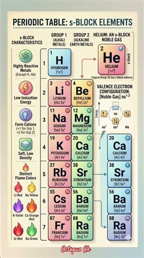 Periodic Table S Block elements 😍💫❤️ Octopus Ck 🦑❤️😍 #studymaterials #chemistry #periodictable