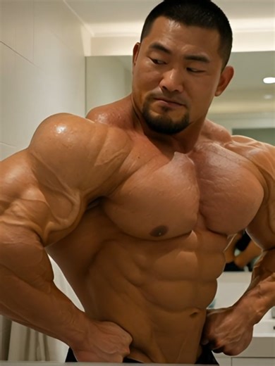 Muscular men relaxing in a hotel room #aivideo #athlete #muscle #bodybuilding #workout #training