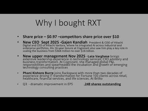 Rackspace Technologies RXT - $.97/share, NEW CEO & UPPER MGMT January 20, 2026