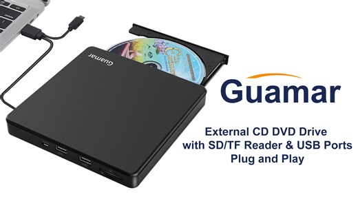 Watch Guamar External CD DVD Drive Burner for Laptop on Amazon Live