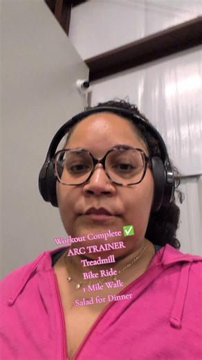 Workout Complete ✅ ARC TRAINER Treadmill Bike Ride 1 Mile Walk Salad for Dinner #workout #cardio #gymmom