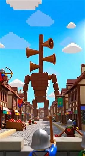 Giant Lego Siren Head fights soldiers #sirenhead #minecraft #lego #funny #humor #comedia #memes