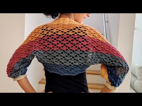 ✨ Crochet Bolero with Beautiful Shell Mesh Stitch | Step-by-Step Crochet Tutorial