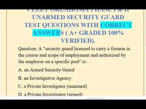 CLEET Oklahoma Phase I & II Unarmed Security Guard Exam 2026 🔥 Real Questions & Answers