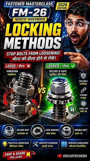 FM26|Locking Methods | Stop Bolt Loosening | 4 Ways to Lock Bolts #fasteners #lockingmethods #cad